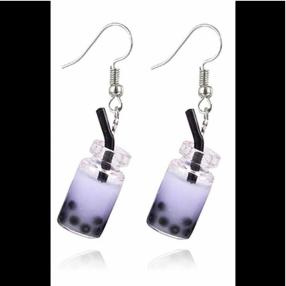 Cute Pearl Milk Tea Dangle Boba Tea Drop Earrings